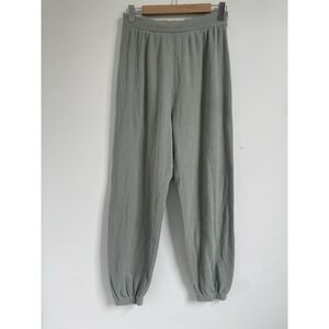 Skims Waffle Green Cotton Blend Pajama Set Jogger Long Sleeve Med Soft Stretch